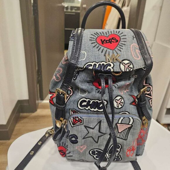 MICHAEL Michael Kors Beacon Small Embroidered Denim Backpack - Picture 6 of 11